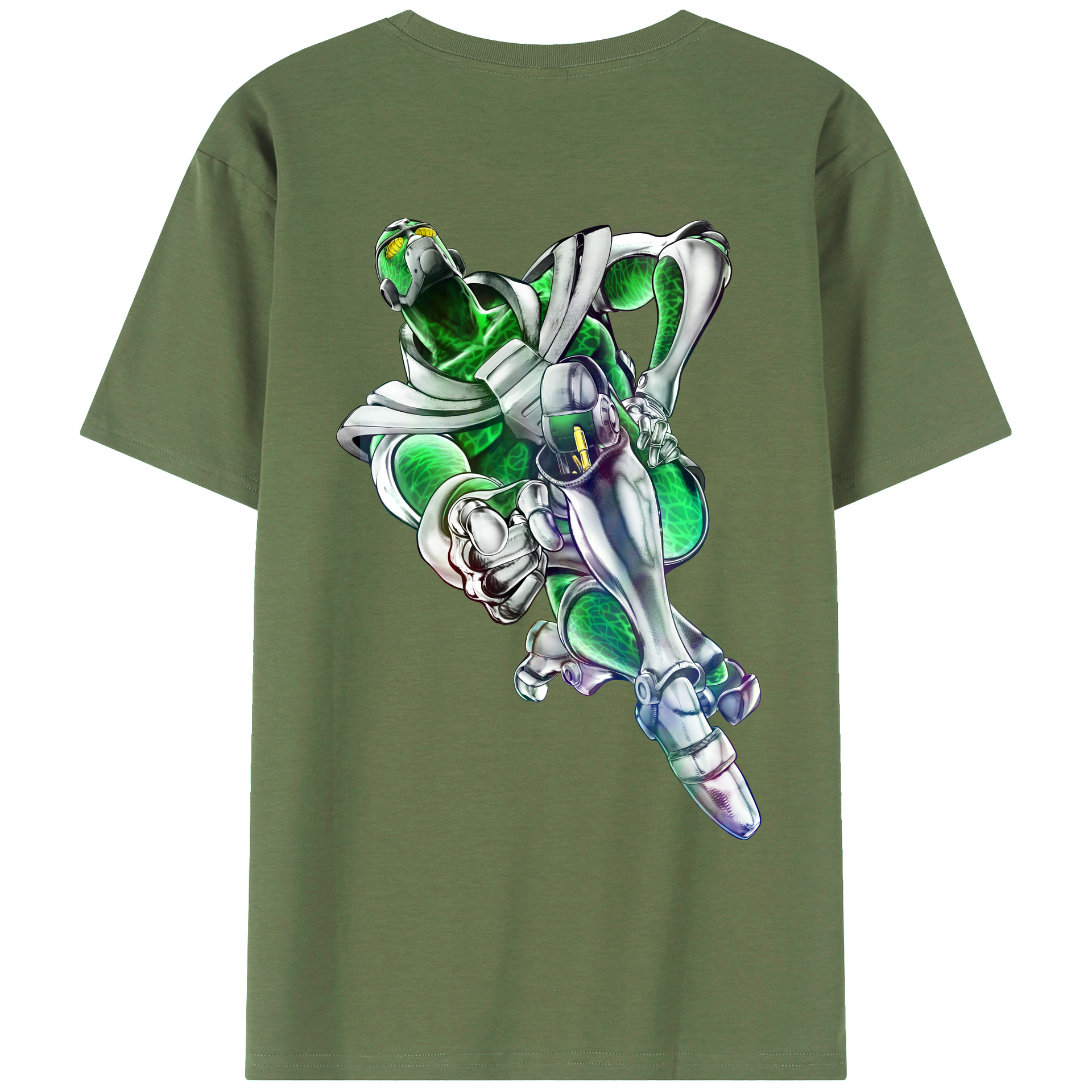 （画像用） ジョジョの奇妙な冒険 花京院 典明（かきょういん のりあき） JoJo's Bizarre Adventure Kakyoin Noriaki 綿100％ メンズ半袖Tシャツ（バックプリント） 通気性